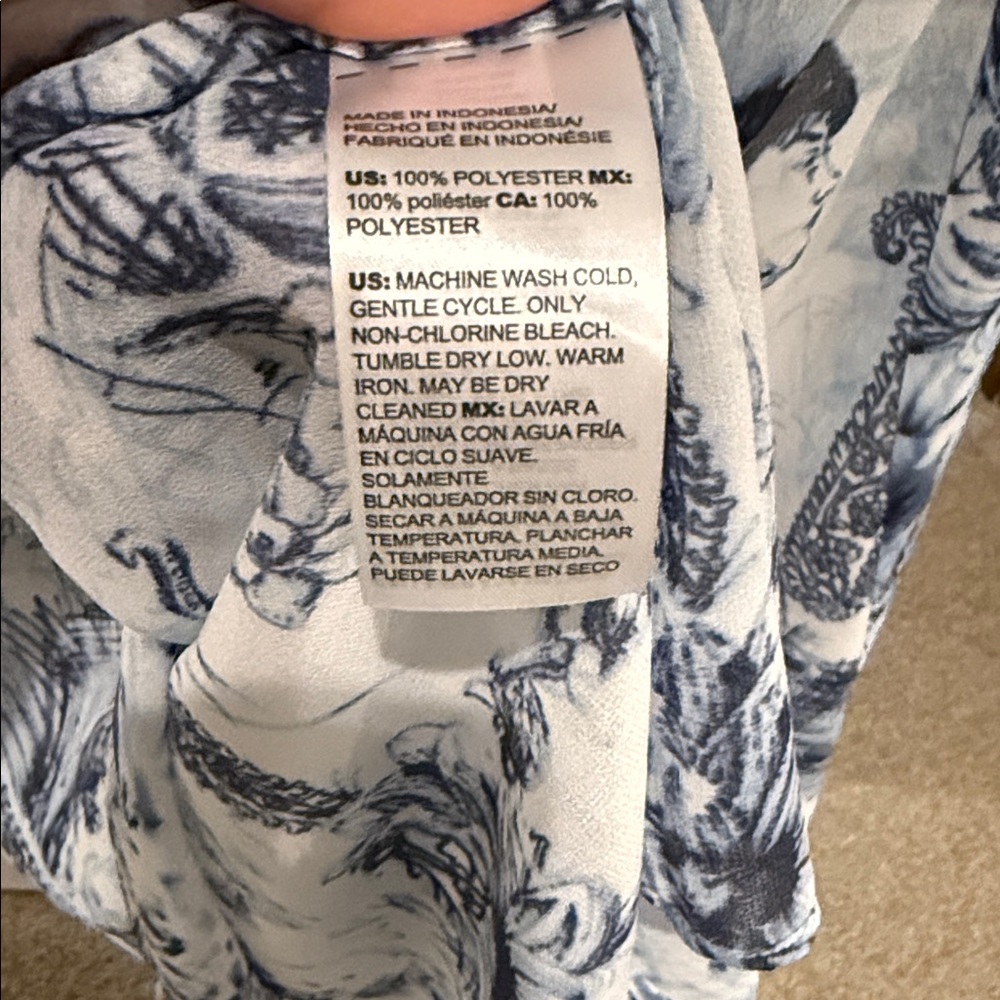 Chico's Blue and White Floral Blouse - Picture 7 of 7